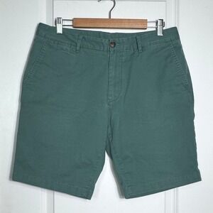 BONOBOS Slim 9 Inch Chino Shorts Men's Size 34 Green Cotton Blend Flat Front